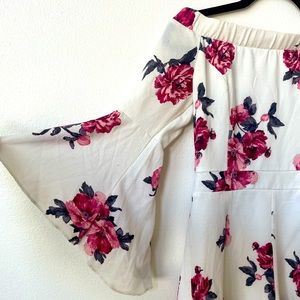 Lulus Off the Shoulder Floral Romper with Sleeves